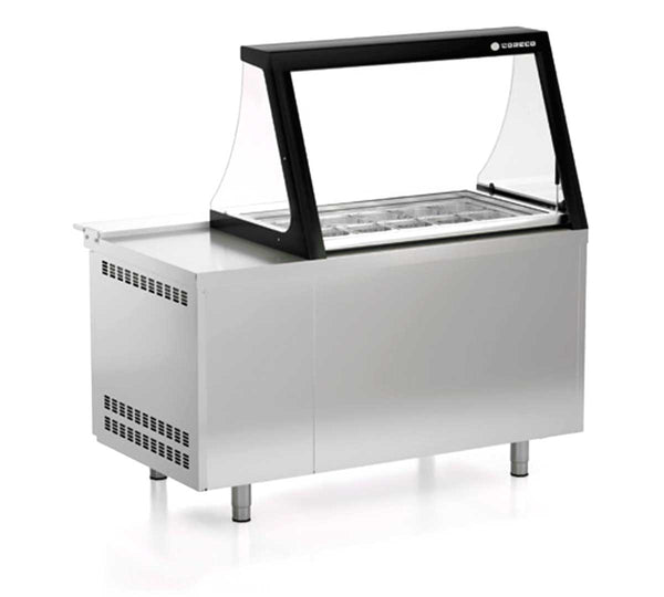 CORECO - MESA PREPARACIÓN CRISTAL ELEVABLE 2 PUERTAS PC80-150-15-LGL