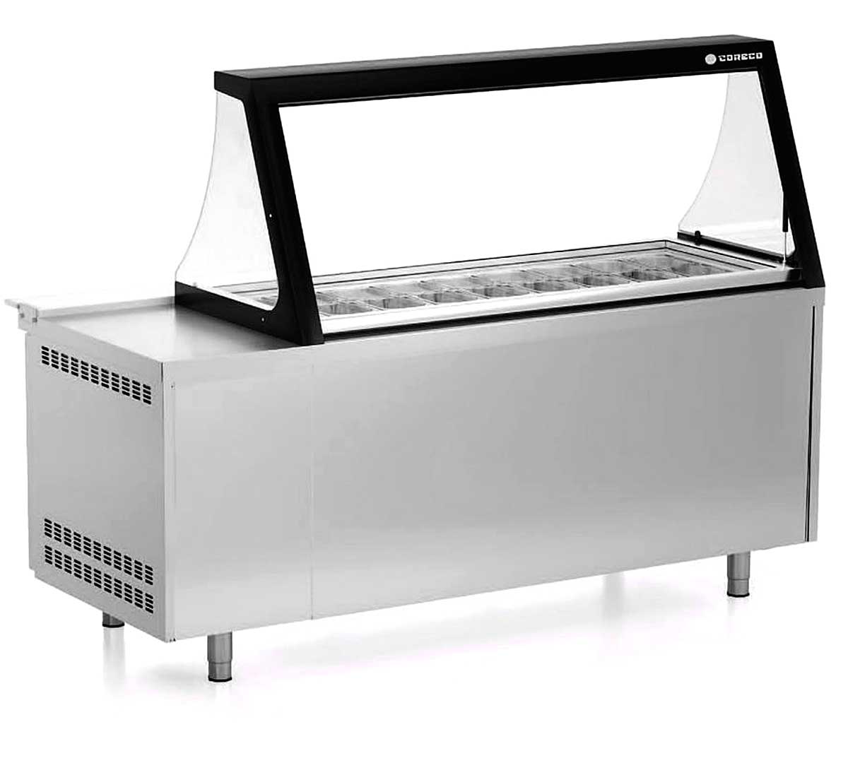 CORECO - MESA PREPARACIÓN CRISTAL ELEVABLE 3 PUERTAS PC80-220-27-LGL