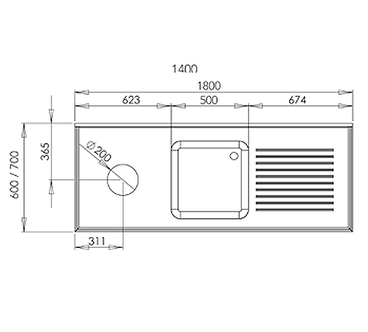 DISTFORM - FREGADERO GAMA 700 CUBETA Y ARO CON BASTIDOR
