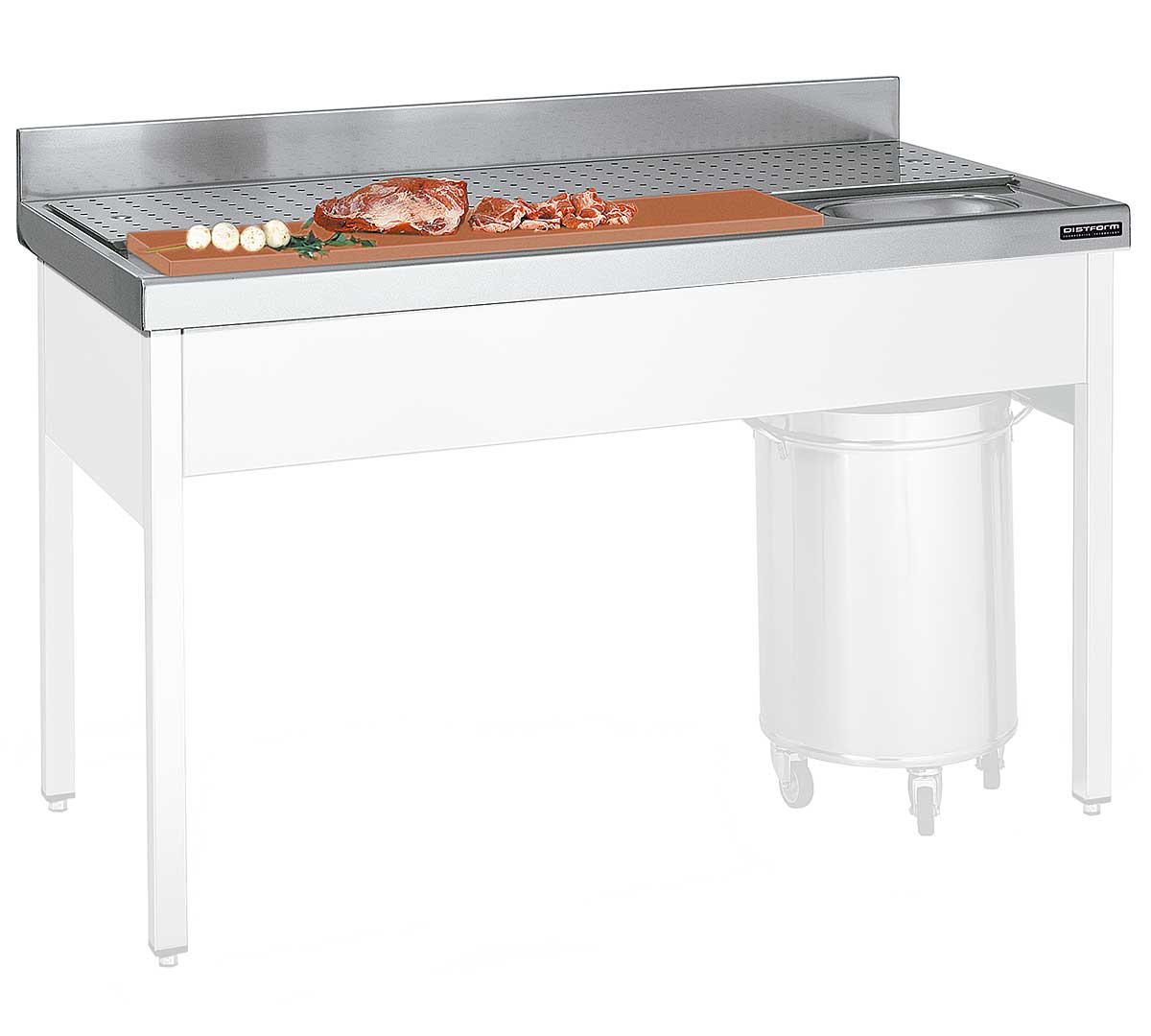 DISTFORM - MESA GAMA 700 PREPARACIÓN CARNE/PESCADO SIN BASTIDOR - FONDO 70CM