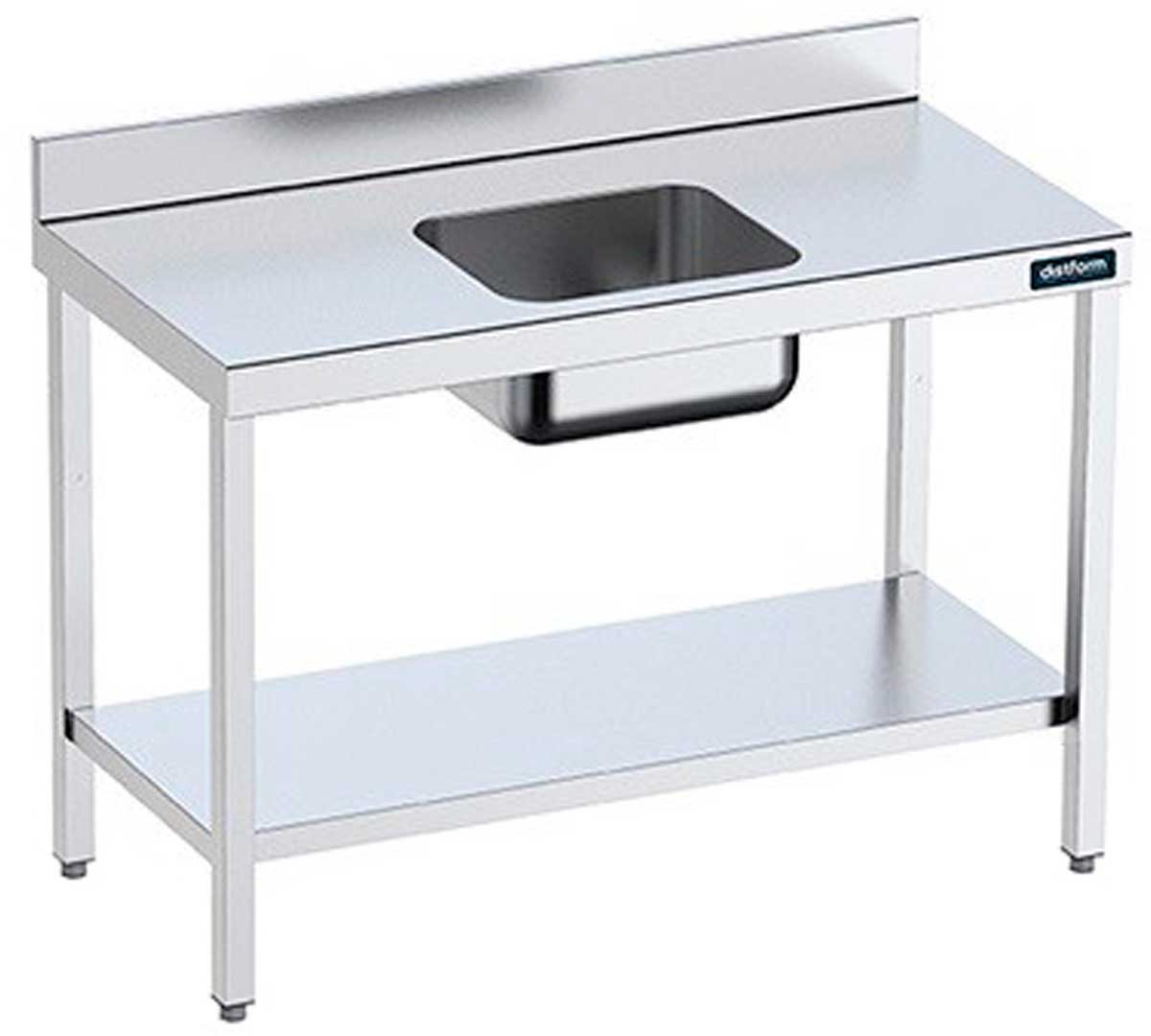 DISTFORM - MESA MURAL GAMA 700 CON CUBETA CENTRAL Y ESTANTE - FONDO 70CM