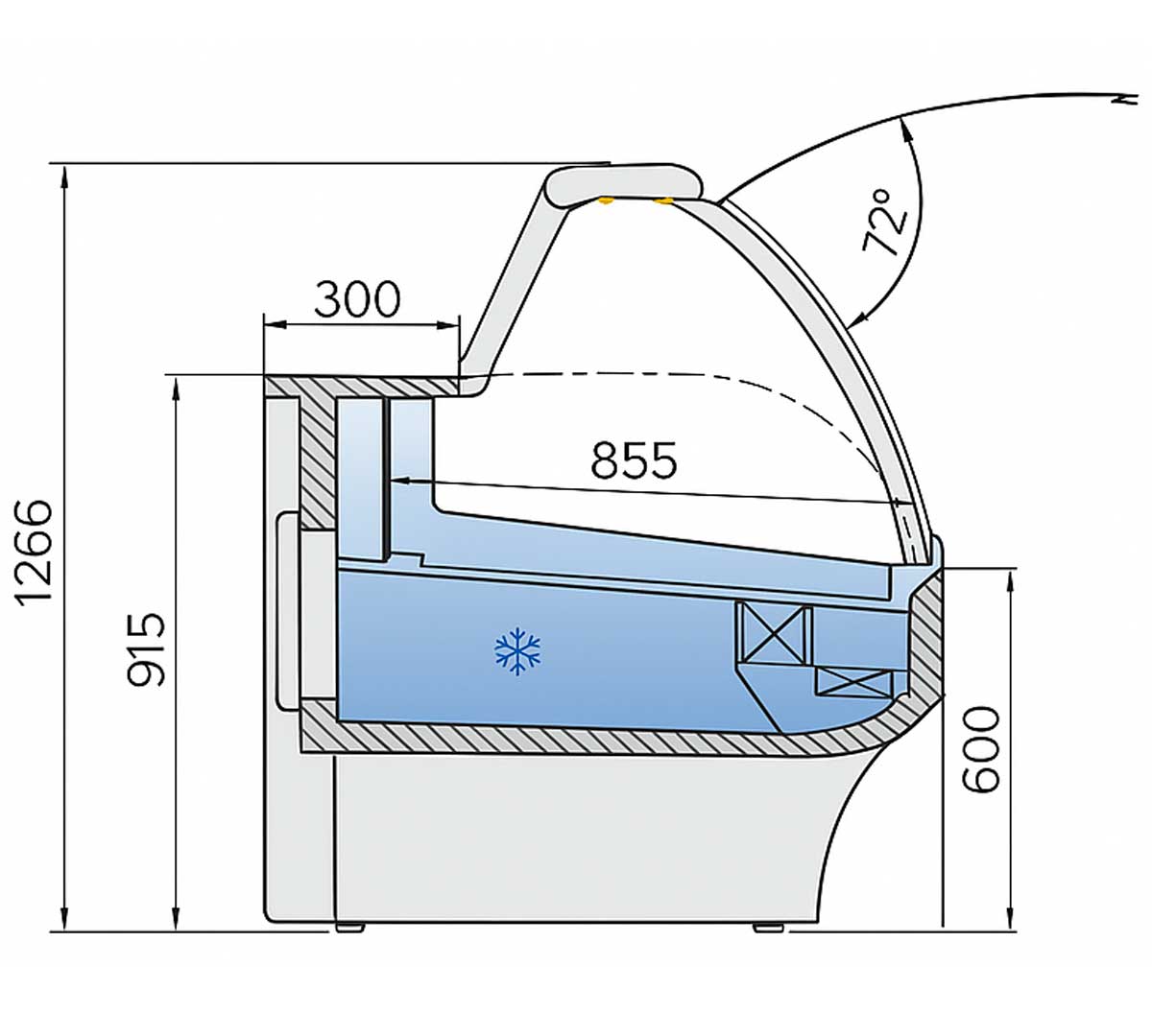 DOCRILUC - VITRINA EXPOSITORA VESPER CRISTAL ELEVABLE VE-10E-C-TF