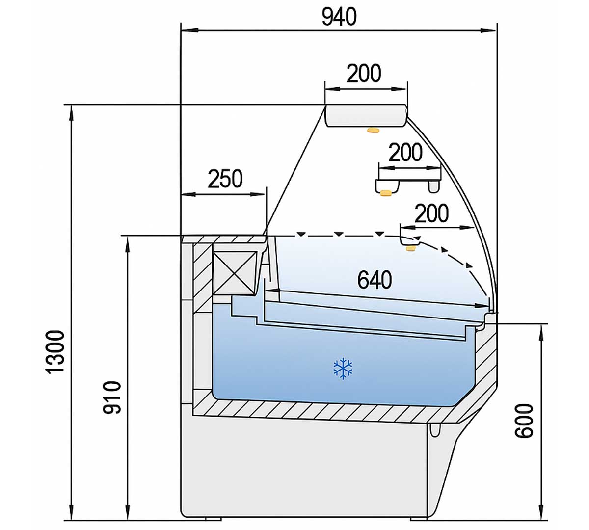 DOCRILUC - VITRINA EXPOSITORA VESPER VEP-9-C