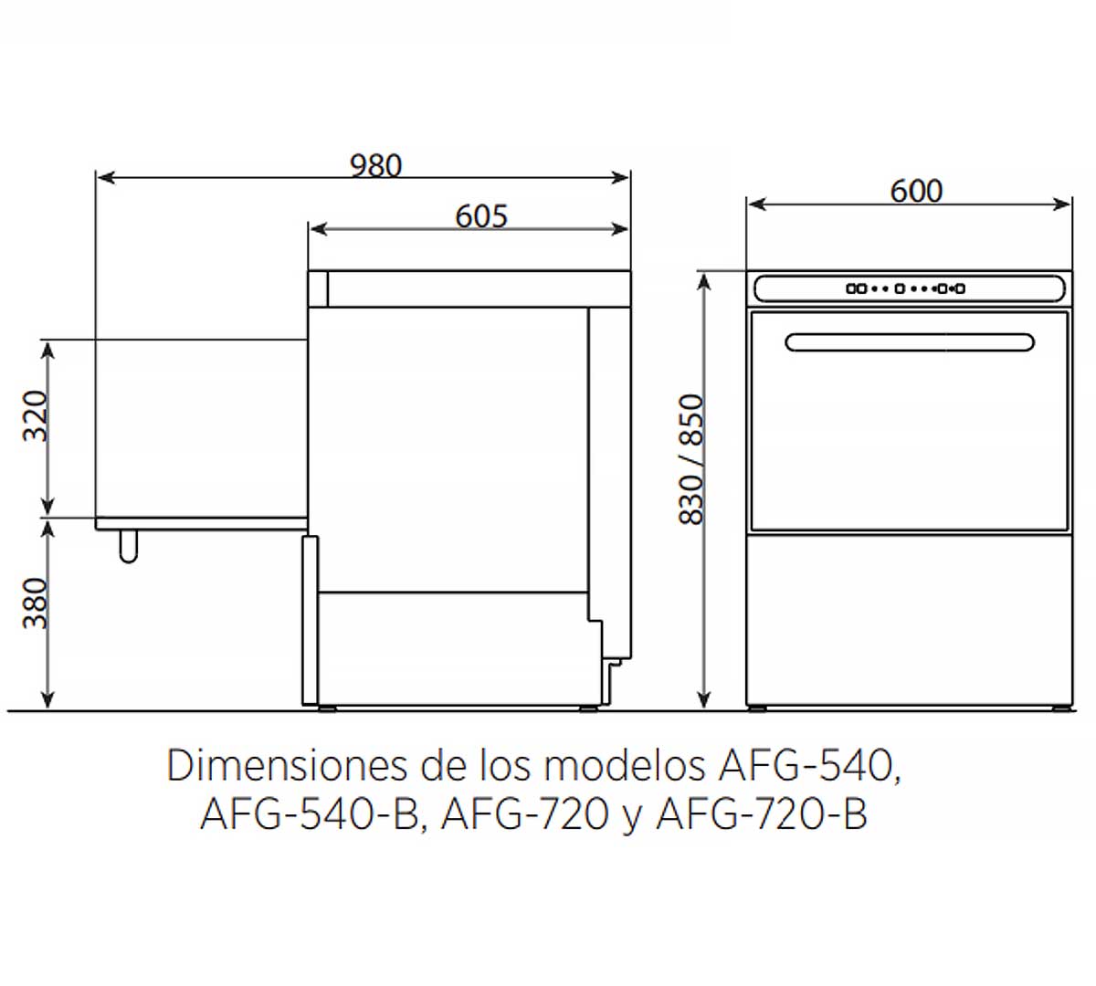 EDENOX - LAVAVAJILLAS ANALOGIC SERIES AFG S1 - CESTA 50x50CM - ALTURA ÚTIL 32CM