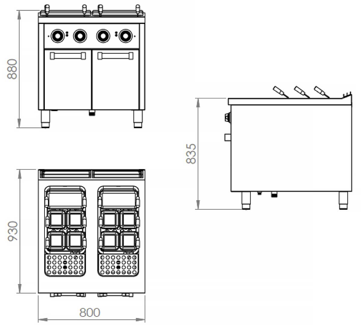 FAINCA HR - S900 CUECE PASTAS ELÉCTRICO CPE 2 CUBAS