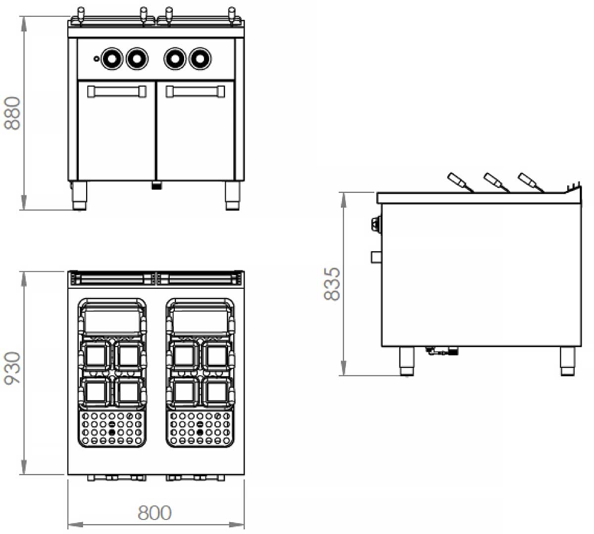 FAINCA HR - S900 CUECE PASTAS A GAS CPG 2 CUBAS