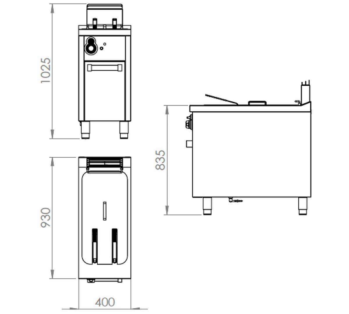 FAINCA HR - S900 FREIDORA A GAS CON ESTANTE FDG20L