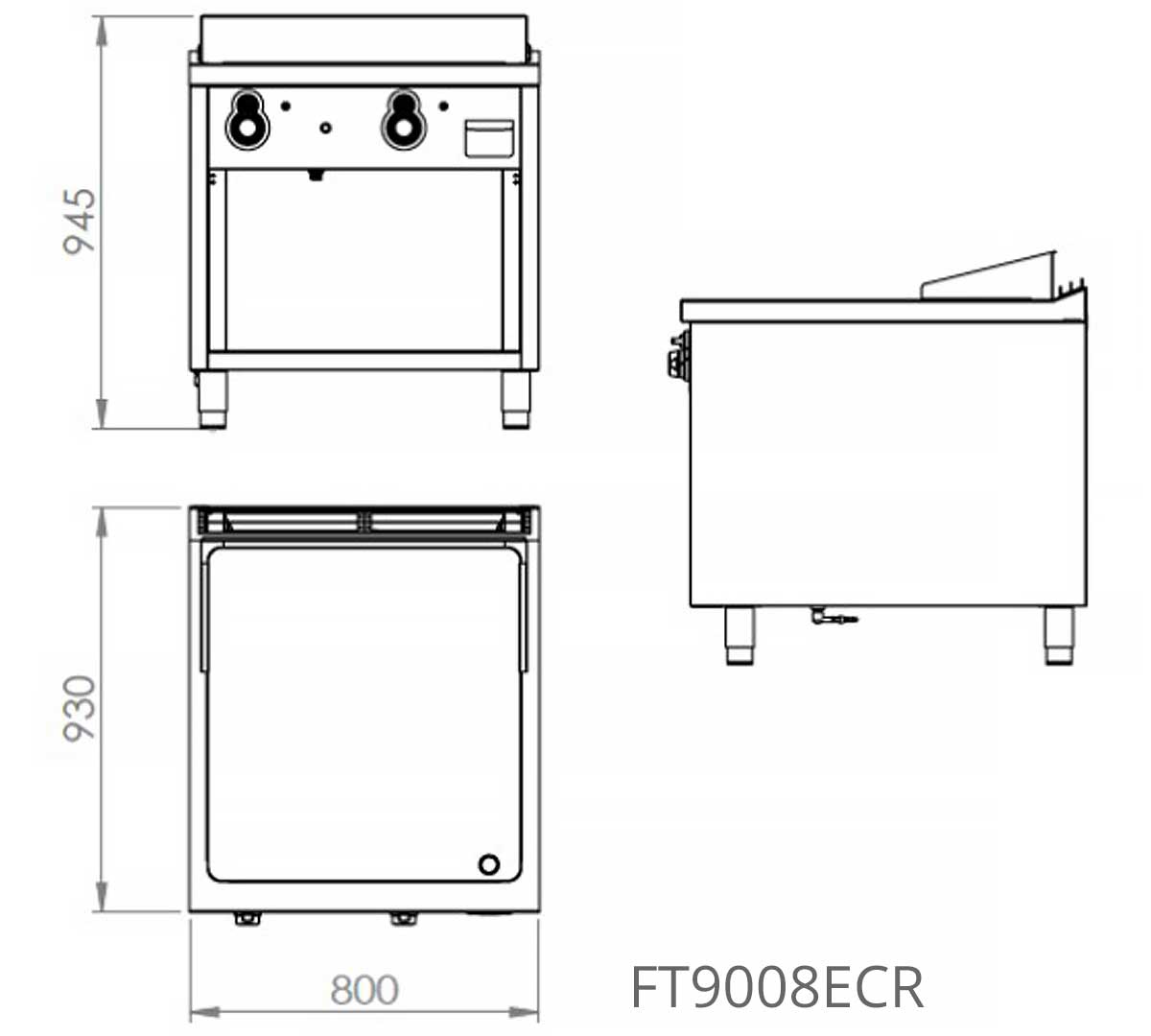FAINCA HR - S900 FRY TOP CROMO CON ESTANTE FT9008SCR