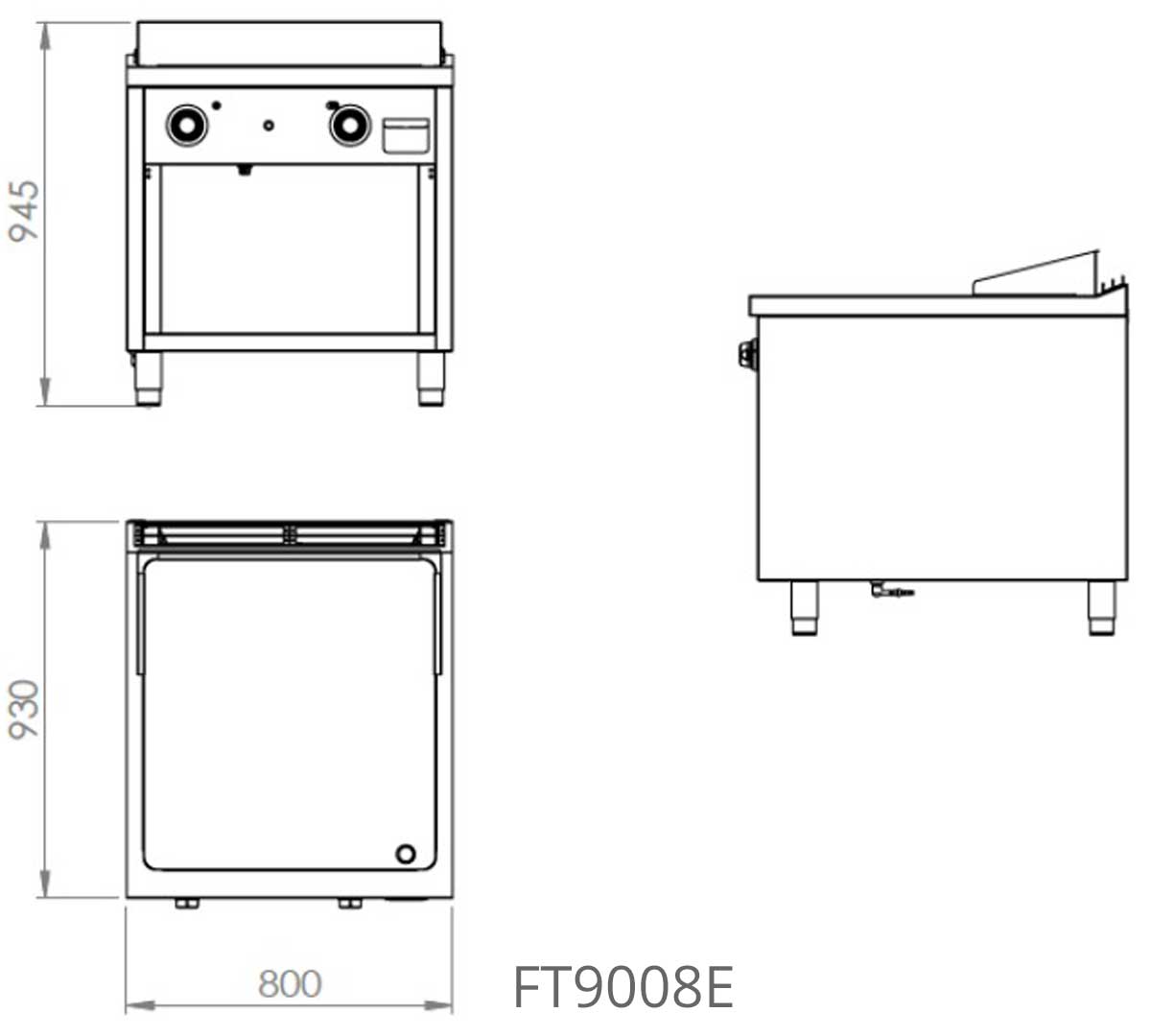 FAINCA HR - S900 FRY TOP ACERO CON ESTANTE FT9008E
