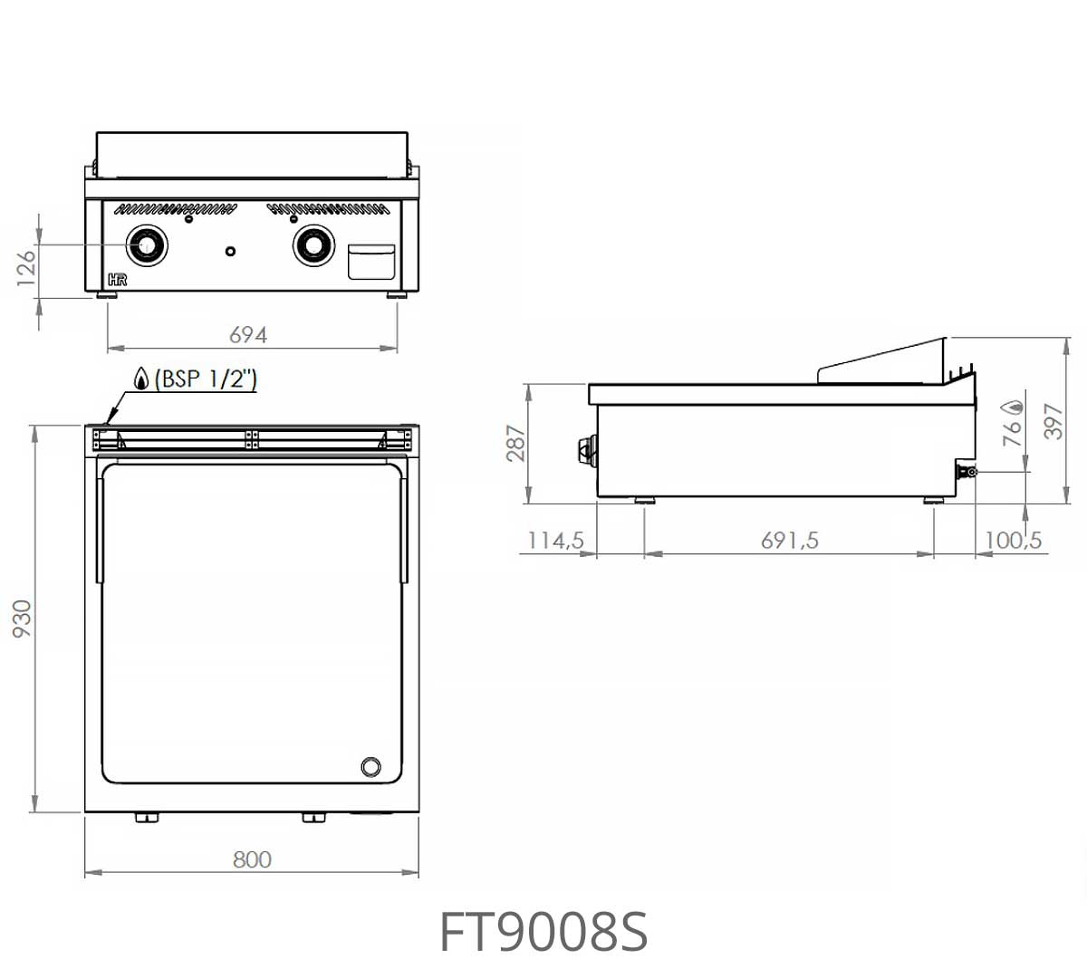 FAINCA HR - S900 FRY TOP ACERO SOBREMESA FT9008S