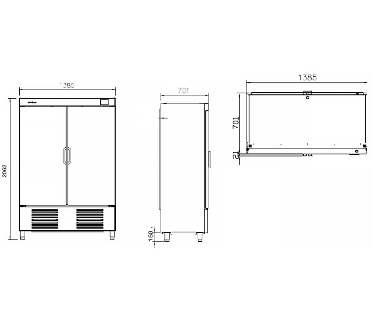 INFRICO - ARMARIO EXPOSITOR CONGELADOR SERIE NACIONAL AN 1002 BT CR