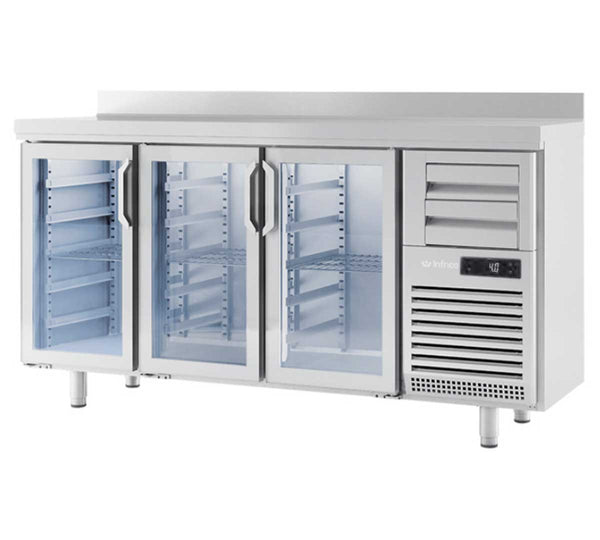 INFRICO - MESA REFRIGERADA FRENTE MOSTRADOR 2 PUERTAS CRISTAL FMPP 1500 CR