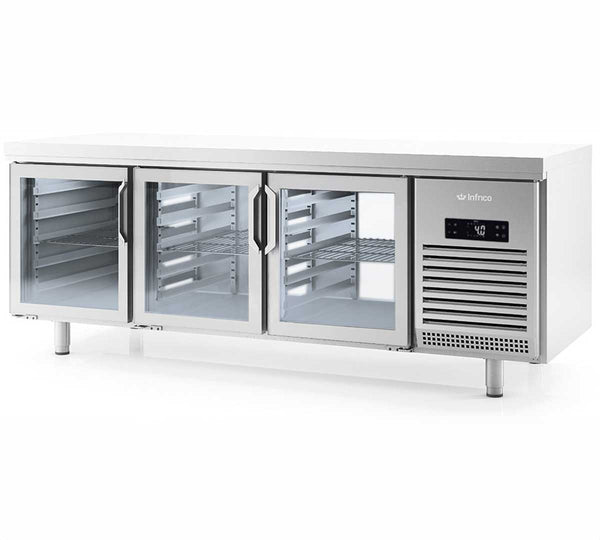INFRICO - MESA REFRIGERADA PASTELERÍA 6 PUERTAS CRISTAL PASANTES MR 2190 PDCR