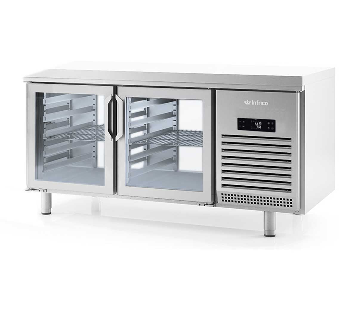 INFRICO - MESA REFRIGERADA PASTELERÍA 4 PUERTAS CRISTAL PASANTES MR 1620 PDCR