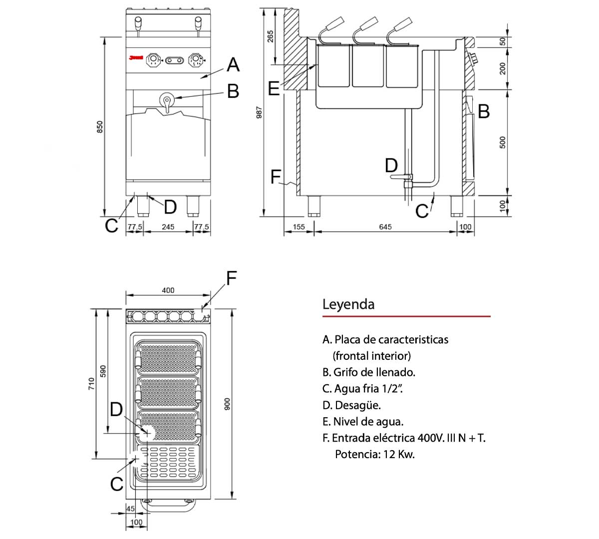 JEMI - CUECE PASTA ELÉCTRICO SERIE 900 EV CPE90
