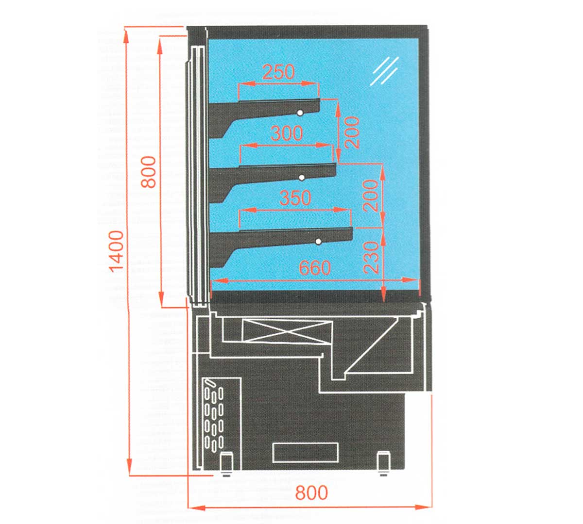 MES FRED - VITRINA EXPOSITORA EVO K 180 CM