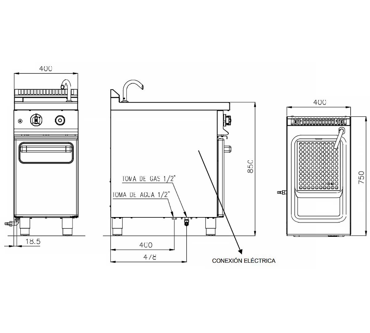 REPAGAS - CUECE PASTA A GAS SERIE 750 CPG-71