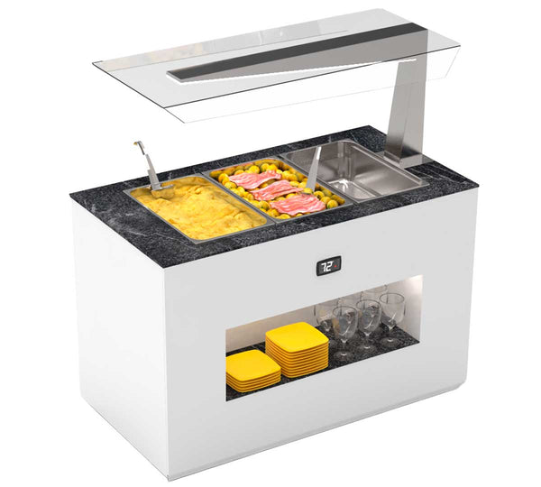 SAYL - BUFFET LINE MÓDULO CON ANTIESPUTO ISLAND BUFFET BAÑO MARÍA