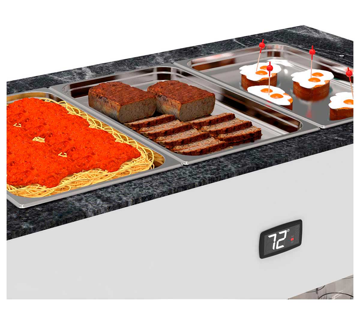 SAYL - BUFFET LINE MÓDULO CON ANTIESPUTO ISLAND BUFFET BAÑO MARÍA