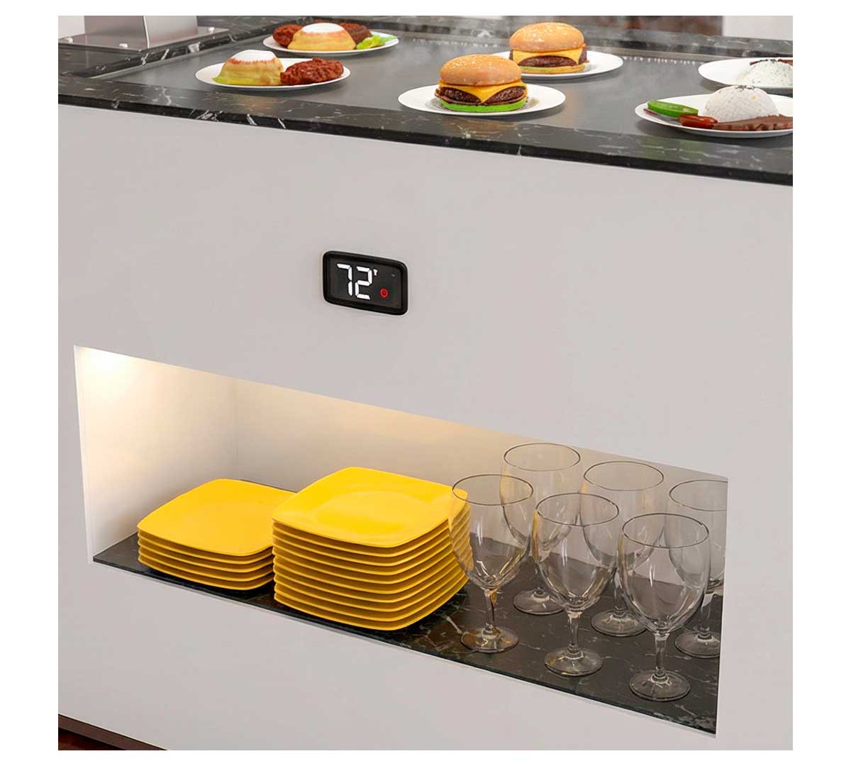 SAYL - BUFFET LINE MÓDULO CON ANTIESPUTO ISLAND BUFFET PLACA CALIENTE SAHARA