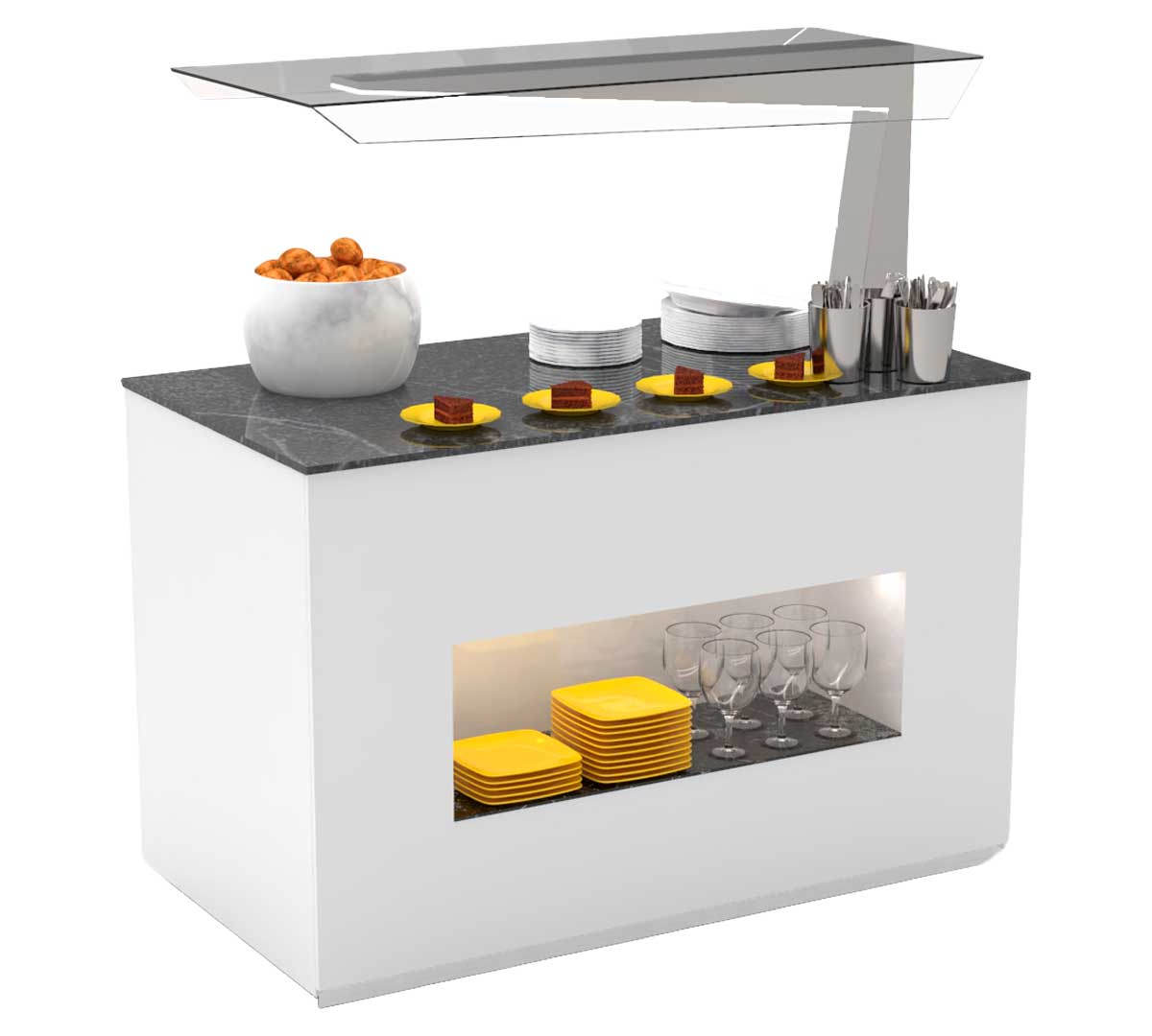 SAYL - BUFFET LINE MÓDULO CON ANTIESPUTO ISLAND BUFFET NEUTRO