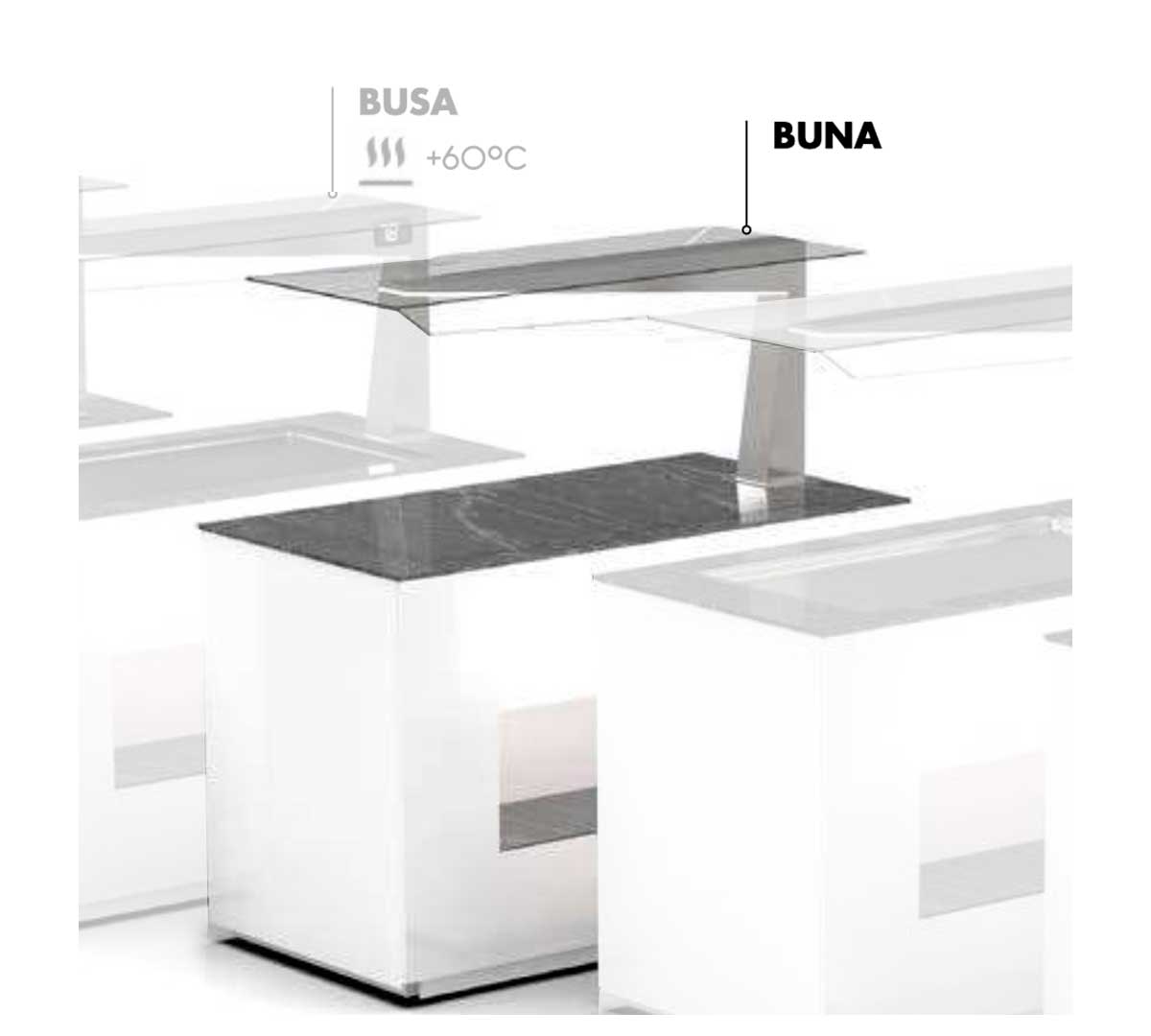 SAYL - BUFFET LINE MÓDULO CON ANTIESPUTO ISLAND BUFFET NEUTRO