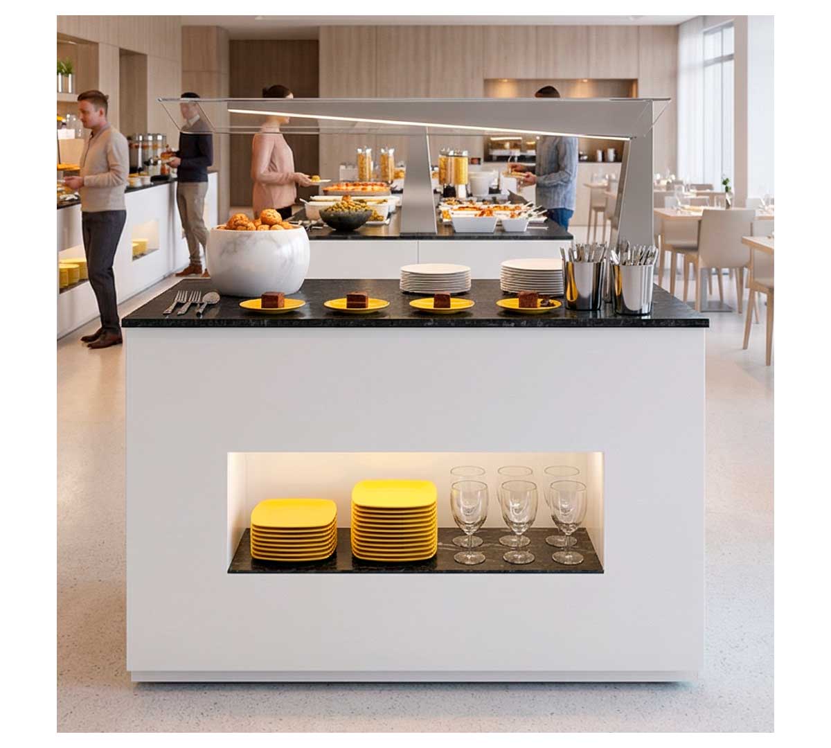 SAYL - BUFFET LINE MÓDULO CON ANTIESPUTO ISLAND BUFFET NEUTRO