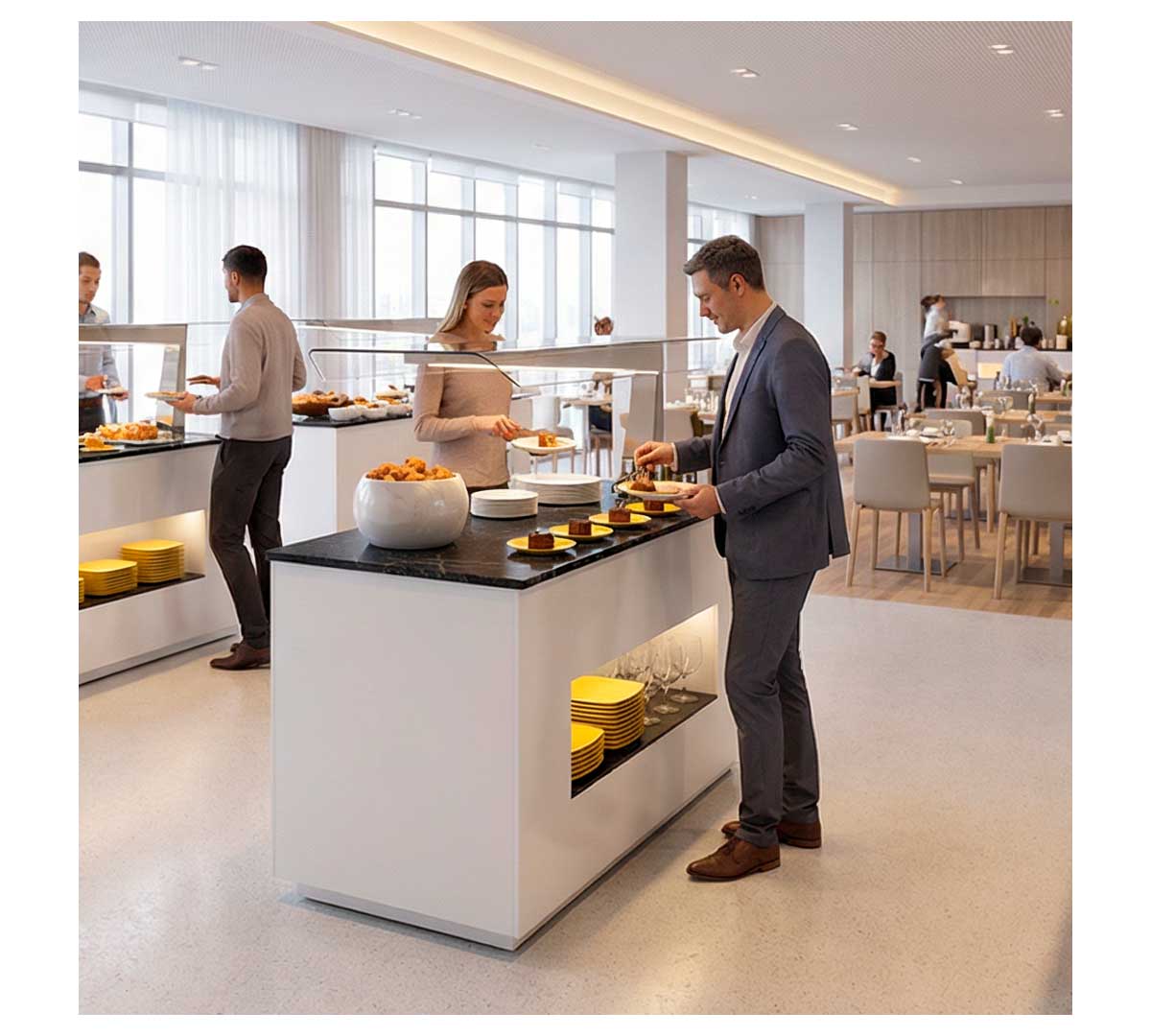 SAYL - BUFFET LINE MÓDULO CON ANTIESPUTO ISLAND BUFFET NEUTRO