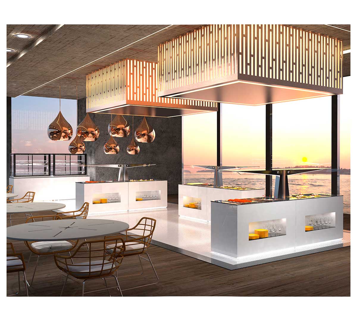 SAYL - BUFFET LINE MÓDULO BASE NEUTRO CON ESPACIO PARA PLATOS