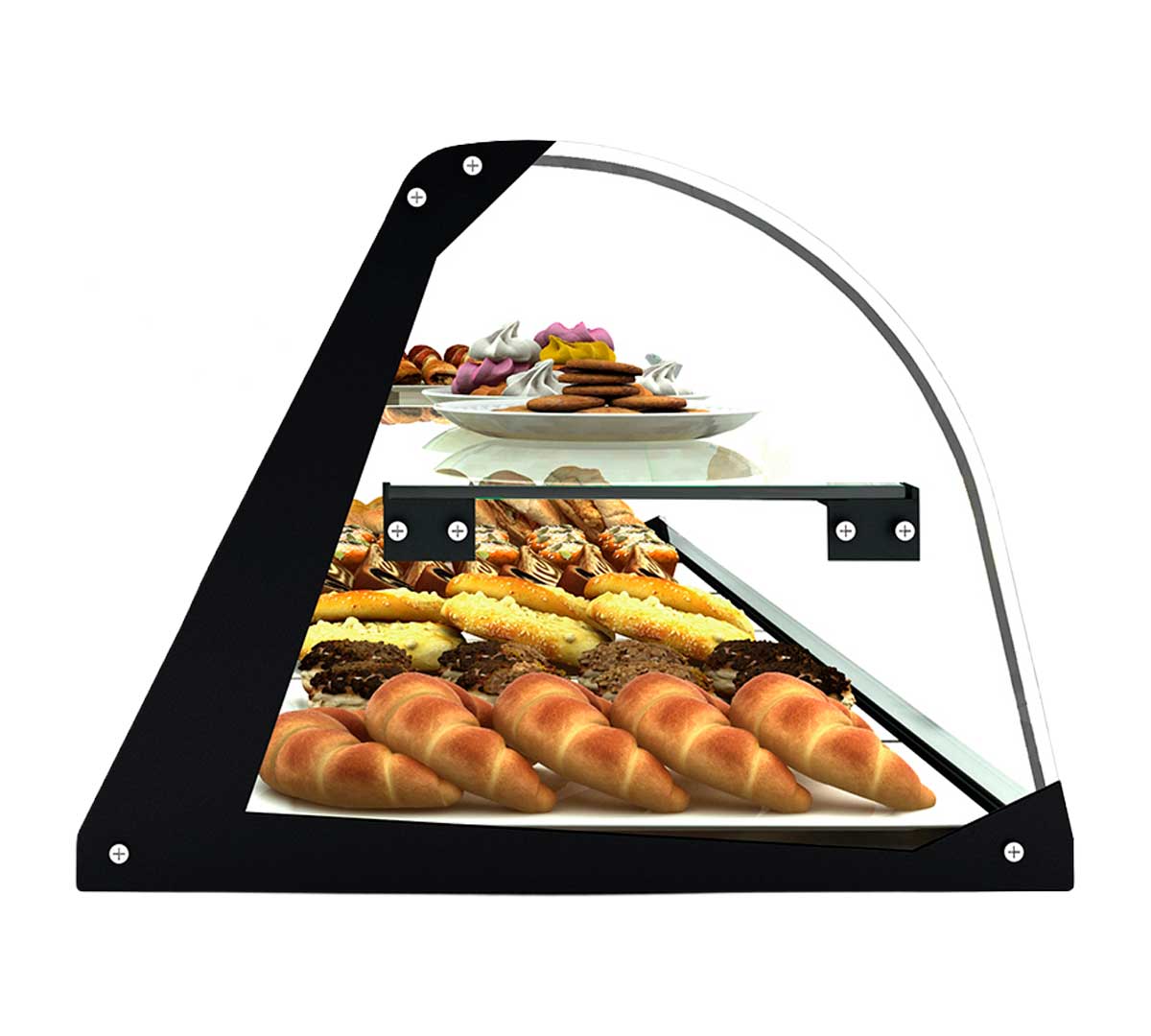 SAYL - VITRINA NEUTRA CRISTAL CURVADO CON ESTANTE