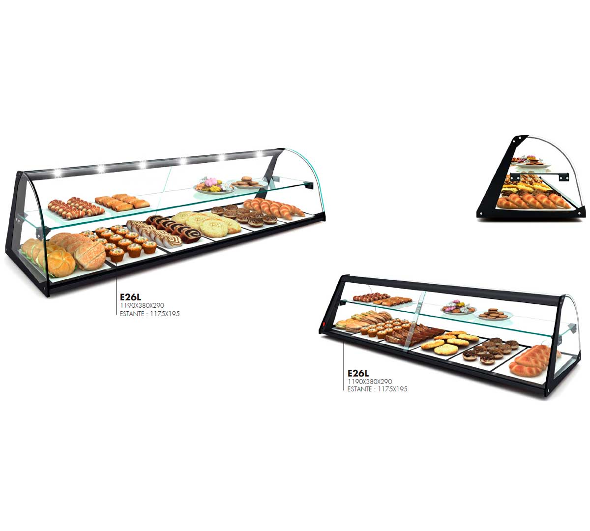 SAYL - VITRINA NEUTRA CRISTAL CURVADO CON ESTANTE