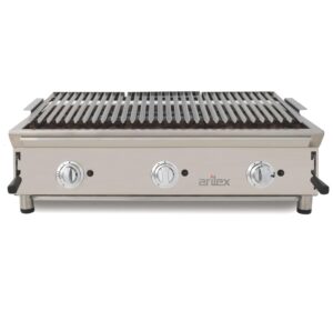 BARBACOA A GAS 100cm PIEDRA VOLCÁNICA CON PARRILLA INOXIDABLE REGULABLE EN 3 ALTURAS LÍNEA 600 200BAR