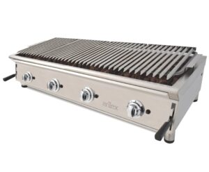 BARBACOA A GAS 130cm PIEDRA VOLCÁNICA CON PARRILLA INOXIDABLE REGULABLE EN 3 ALTURAS LÍNEA 600 130BAR