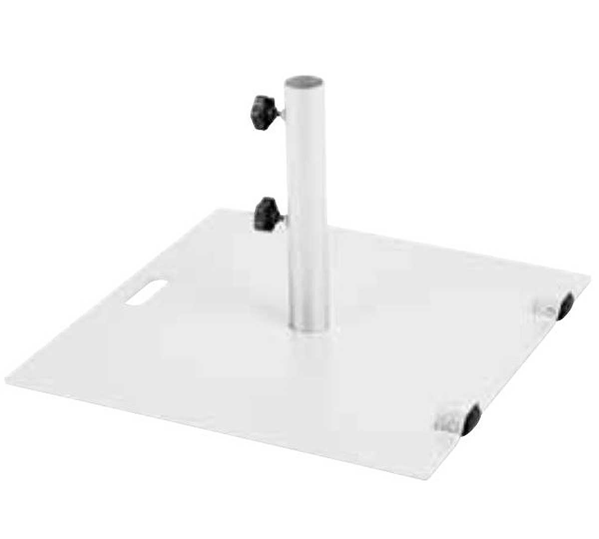 BASE CUADRADA HIERRO BLANCA CON RUEDAS 20 KG