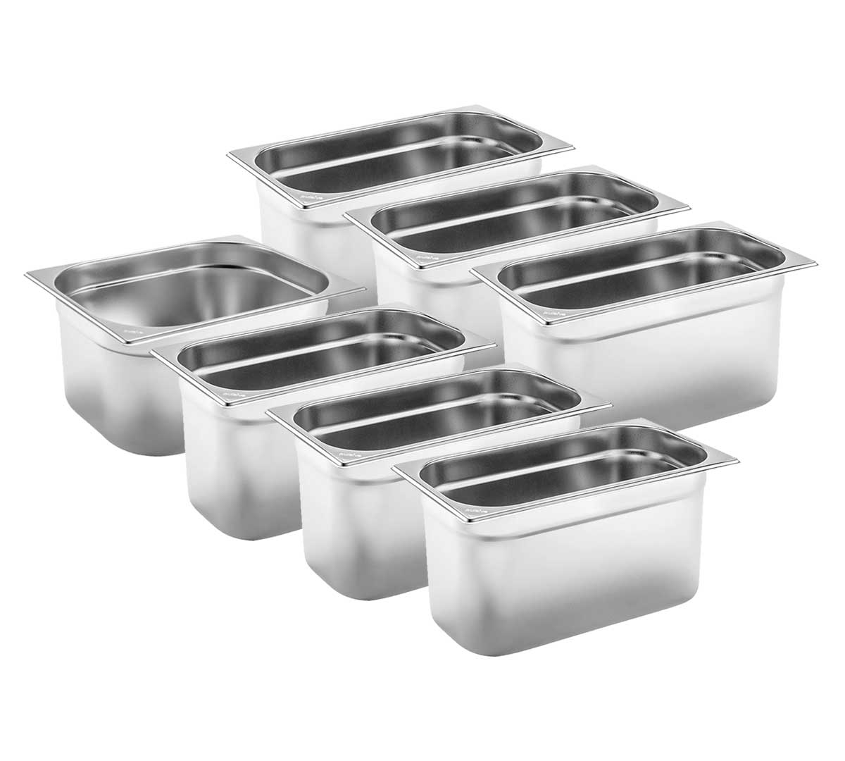 INFRICO - KIT 1 CUBETA GN 1/2 Y 6 CUBETAS GN 1/3 - PROFUNDIDAD 150 MM