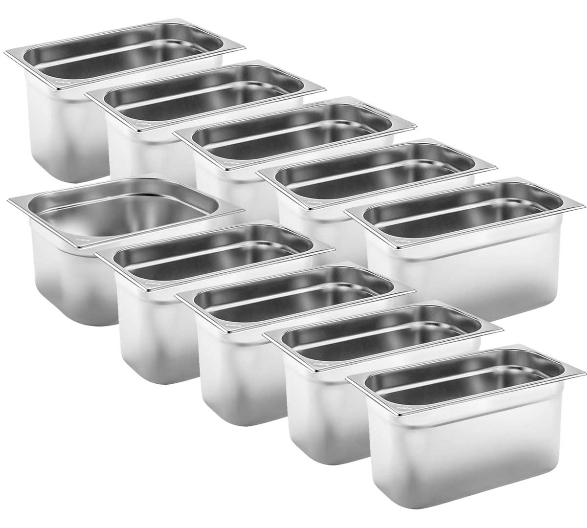 INFRICO - KIT 1 CUBETA GN 1/2 Y 9 CUBETAS GN 1/3 - PROFUNDIDAD 150 MM