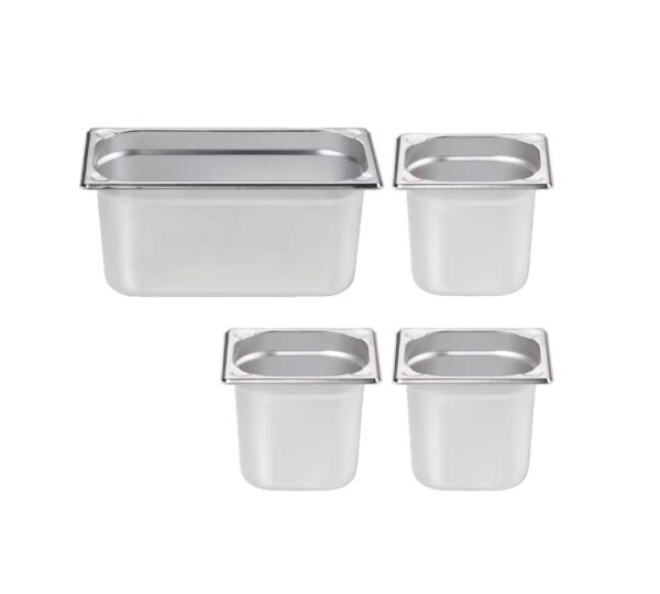 INFRICO - KIT 1 CUBETA GN 1/3 Y 3 CUBETAS GN 1/6 - PROFUNDIDAD 150 MM